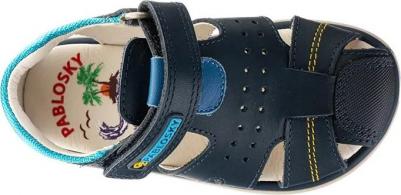 Детские сандалии из кожи с липучкой, темно-синий – фото 3