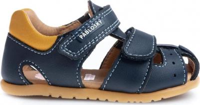 Кожаные сандалии для маленьких мальчиков с застежкой-липучкой, темно-синий – фото 9