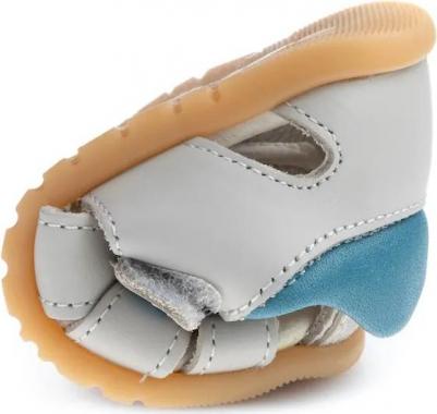 Детские сандалии из кожи на липучке, бежевый – фото 5