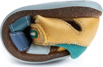 Детские сандалии из кожи на липучке, желтый – фото 1