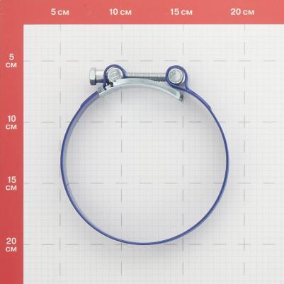 Хомут силовой 122-130 мм оцинкованная сталь с полимерным покрытием одноболтовый – фото 3