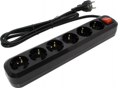 Сетевой фильтр 6 Sockets 1.8m Black SP6B-318