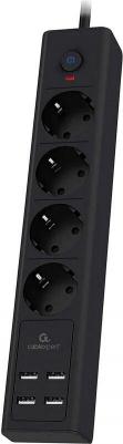 Сетевой фильтр Exnovo на 4 розетки 2 метра + 4 USB (EXN-4-U4-B-2) – фото 1