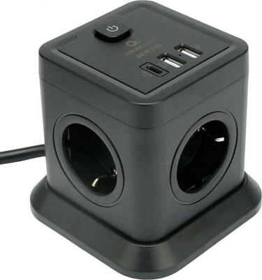 Сетевой фильтр Tower 4 Sockets 1xType-C PD 2хUSB 2m Black TWR-4-CU2-B-2 – фото 5