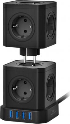 Сетевой фильтр Tower 9 Sockets 4хUSB 2m Black TWR-9-U4-B-2 – фото 1