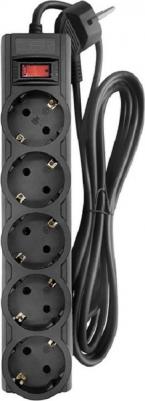 Сетевой фильтр CSF 2505-1.8 Black CB, 5 евророзеток, длина кабеля 1,8 метра, цвет чёрный (коробк – фото 1