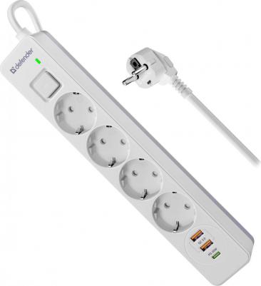 Сетевой фильтр DFS 143 3.0 м 4 розеток белый USB + TypeC 99434 – фото 2