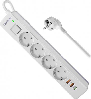 Сетевой фильтр DFS 143 3.0 м 4 розеток белый USB + TypeC 99434