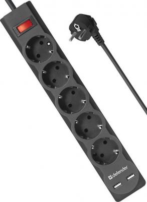 Сетевой фильтр DFS 755 5,0 м, 5 розеток, 2xUSB, 2.1A (99755) – фото 3