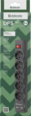 Сетевой фильтр DFS 755 5,0 м, 5 розеток, 2xUSB, 2.1A (99755) – фото 5
