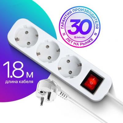 Удлинитель S318, 3 розетки, 1,8 м, белый – фото 11