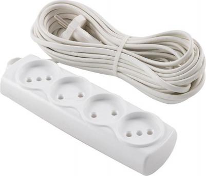 Удлинитель Эконом, ШВВП 2 x 0,75 мм, 4 розетки, 10 м, белый – фото 1