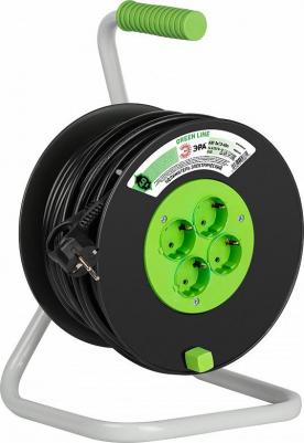 KAT-3x1.5-40m Удлинитель силовой GREEN LINE KAT-3x1.5-40m Greenline на катушке пластик 4 розетки с заземлением 40м ПВС 3x1.5мм2, цена за 1 шт
