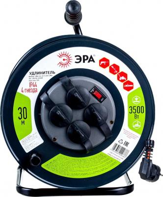 катушка Удлинитель на катушке металл ПВС 3x1.5 кв.мм 30 м 16 А 3500 Вт IP44 с заземлением 4 розетки Б0046850 – фото 2