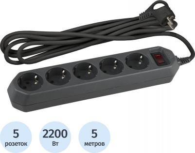 Сетевой фильтр на 5 розеток 5 метров (USF-5es-5m-B) – фото 1