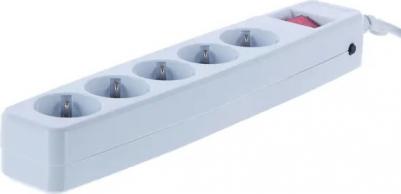Сетевой фильтр SF 5 розеток с заземлением 3х0.75 мм 1.8 м 2200 Вт цвет белый – фото 1