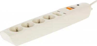 Сетевой фильтр SFU 5 розеток с заземлением 3х0.75 мм 2 USB 2200 Вт 3 м цвет бежевый – фото 3