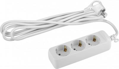 U-3e-5m-3x1 Удлинитель электрический U-3e-5m-3x1 с заземлением 3 розетки 5м ПВС 3x1мм2 16А, цена за 1 шт