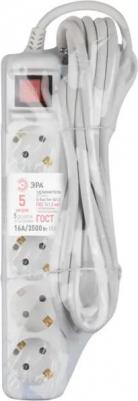 U-5es-5m-3x1,5 Удлинитель электрический U-5es-5m-3x1,5 с заземлением с выключателем 5 розеток 5м ПВС 3x1,5мм2 16А, цена за 1 шт