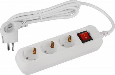UDL-16-315-ES Удлинитель электрический UDL-16-315-ES Greenline 3 розетки с заземлением с выключателем 1,5м ПВС 3x1мм2, цена за 1 шт