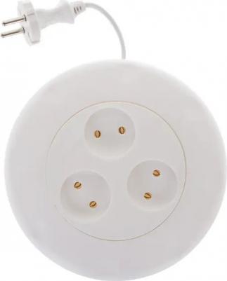 Удлинитель бытовой 3 розетки без заземления 2х0.75 мм 3 м 2200 Вт цвет белый – фото 1