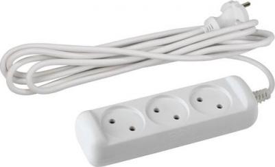 Удлинитель UX(6)-3-5m без зазeмл., 2х0.75мм2, ПВС, 3гн, 5м