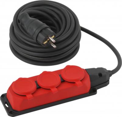 UK-3e-3x1,5-40m-IP44(KG) Удлинитель силовой UK-3e-3x1,5-40m-IP44(KG) с заземлением 3 розетки каучук 40м КГ 3х1,5мм2 IP44, цена за 1 шт