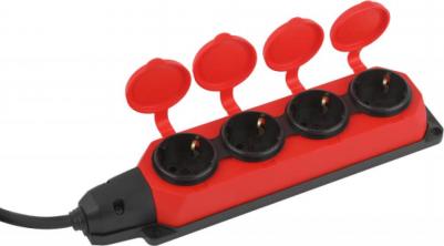 UK-4e-3x1,5-5m-IP44(KG) Удлинитель силовой UK-4e-3x1,5-5m-IP44(KG) с заземлением 4 розетки каучук 5м КГ 3х1,5мм2 IP44, цена за 1 шт