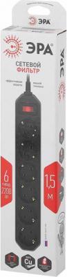 USF-6es-5m-B-BOX Сетевой фильтр USF-6es-5m-B с базовой защитой с заземлением с выключателем 6 розеток 5м 10А черный, цена за 1 шт – фото 2