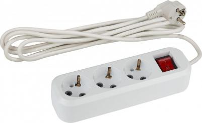 UX-3es-5m Удлинитель электрический UX-3es-5m с заземлением с выключателем 3 розетки 5м ПВС 3x0,75мм2 10А, цена за 1 шт – фото 2