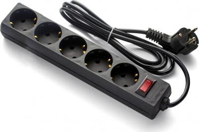 EX279355RUS Удлинитель EC-5-1.8B (5 розеток, 1.8м, евровилка, черный) – фото 1