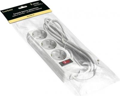 Сетевой фильтр SP-3-3, 3 розетки, 3 м, White – фото 3