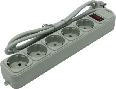 Сетевой фильтр SP-5-1.5G 5 евро с заземлением, 1.5м, выключатель с подсветкой, сер – фото 6