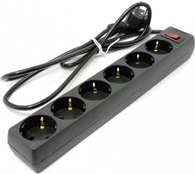 Сетевой фильтр SP-6-1,8, 6 розеток, 1,8 м, Black – фото 2