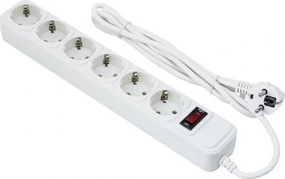 Сетевой фильтр SP-6-1.5W, 6 розеток, с/з, 10А / 2200 Вт белый 1.5 м 300 мм 50 мм 50 мм 6 – фото 1