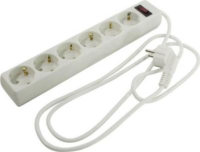 Сетевой фильтр SP-6-1.5W, 6 розеток, с/з, 10А / 2200 Вт белый 1.5 м 300 мм 50 мм 50 мм 6