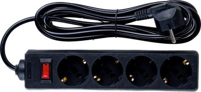 Удлинитель EC-4-3B 4 евро с заземлением, 3м, выключатель с подсветкой, черный 2793 – фото 2