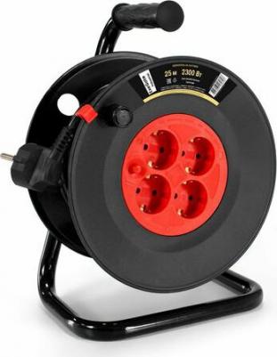 Удлинитель на катушке industrial ECS-10-3-25 (4 евророзетки с заземлением, IP20, 25м, защита от детей, защита от перегрузки, 3х1,0мм2, 10А/2.3