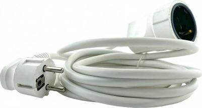 Удлинитель силовой шнур штепсельное гнездо ПВС 2x0,75 3м арт. ES-03-001-white КА-00006841