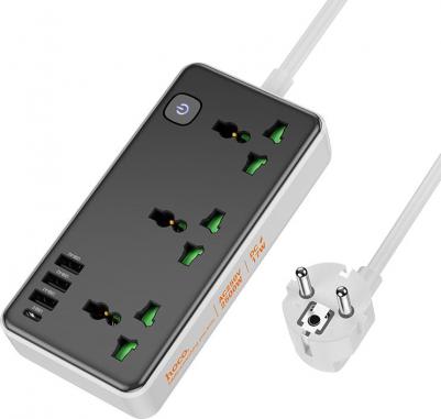 Сетевой фильтр на 3 розетки, 3 USB, 1 PD, 1.5м, AC7A, черный – фото 4