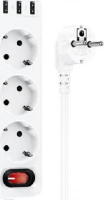 Сетевой фильтр NS2 White 3 гнезда плюс 3USB 4000W 1.8м, белый – фото 4