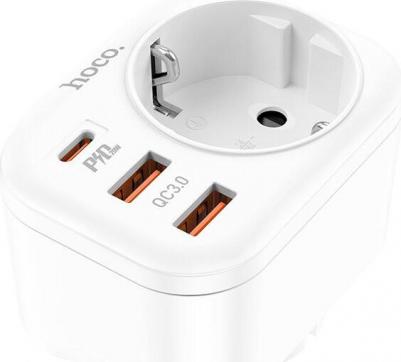 Сетевой фильтр NS3 White 1 гнездо плюс PD 20W плюс 2USB QC3.0 18W белый – фото 6