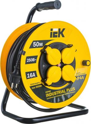 Катушка УК50 с термозащитой 4 места 2P+PE/50м 3х1,5мм2 IP44 INDUSTRIAL PLUS, цена за 1 шт – фото 1