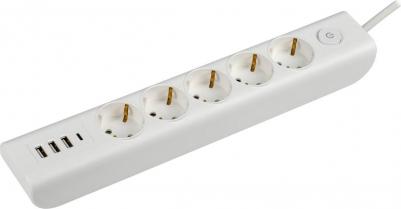 MODERN Удлинитель У05В 5 розеток с заземляющим контактом + USBх4 2м 3х1мм2 16А/250В белый WYP12-16-05-02-ZKU-K01 – фото 3