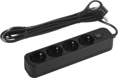 Сетевой фильтр SFE430-B с заземлением, с выключателем, 4 розетки, провод 3 м, ПВС 3x0,75мм2. Базовый уровень защиты техники: от импульсных помех