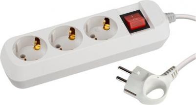 Удлинитель электрический UES350W с заземлением, с выключателем, 3 розетки, 5 м, ПВС 3x0,75мм2, 10А Б0056946 – фото 1