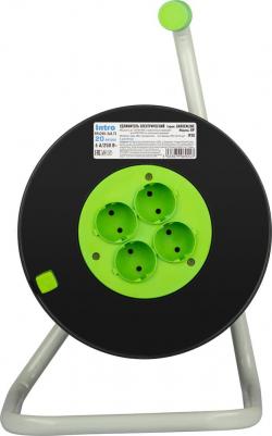 Удлинитель силовой на пластиковой катушке RP4200-2x0.75 без заземления, ПВС 2х0,75мм2, 4 розетки, 20 м. Мощность 6А/1300Вт. Используется для работы