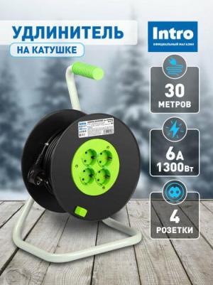 Удлинитель силовой RP4300 2x0.75 на пластиковой катушке без заземления 4 розетки 30м ПВС 2x0.75 Б0060381 – фото 1