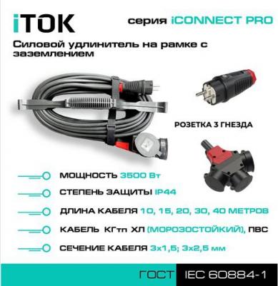 Силовой удлинитель на рамке серии iCONNECT PRO предназначен для подключения различных электрических приборов, электроинструментов и устройств 4631170149969 – фото 1