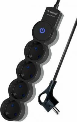 Бытовой удлинитель на 4 гнезда, длина шнура 5м. С заземлением и выключателем. Надежный корпус и контактная группа из латуни не деформируется – фото 1